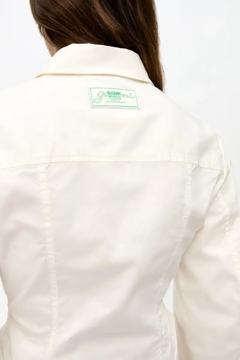 Camisa corsé de algodón elástico lavado marfil Camisa corsé de algodón elástico lavado marfil