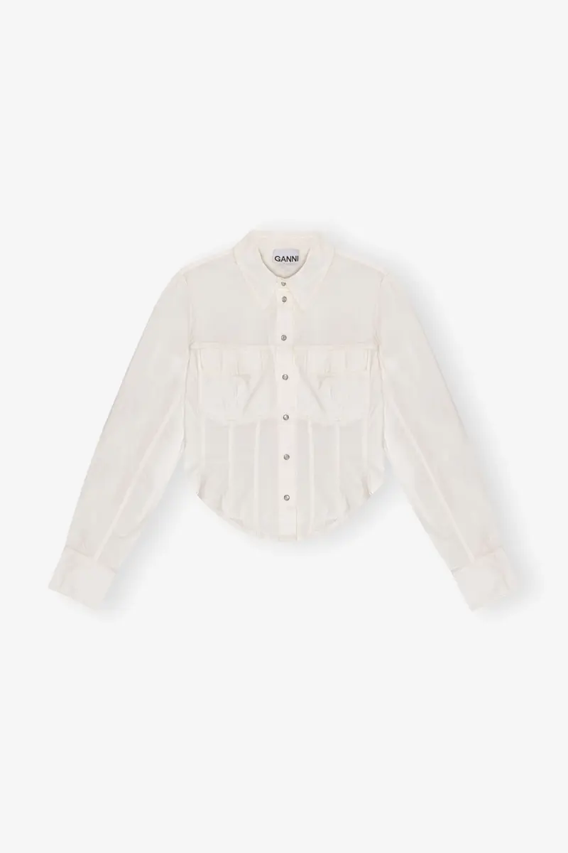 Camisa corsé de algodón elástico lavado marfil Camisa corsé de algodón elástico lavado marfil