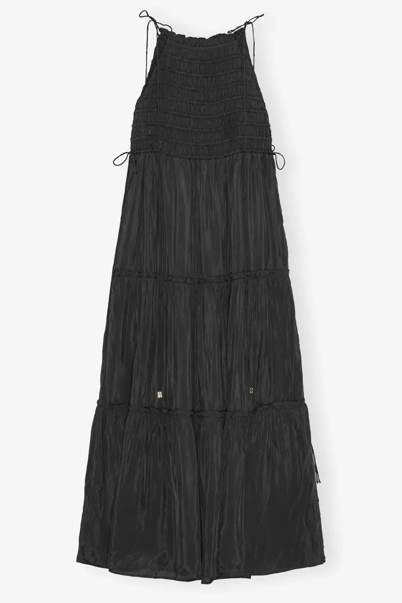 Vestido negro con lazo tipo smock Vestido negro con lazo tipo smock