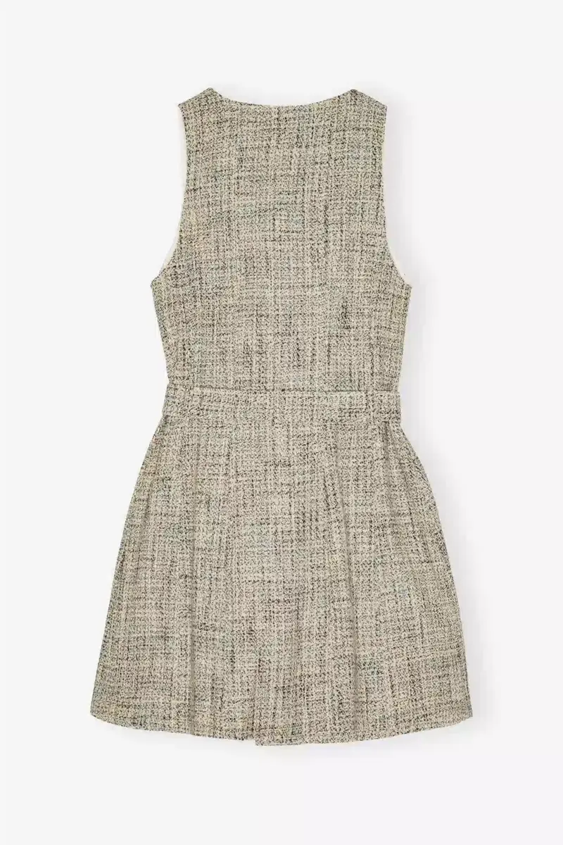Vestido sin mangas con cinturón de tweed Vestido sin mangas con cinturón de tweed